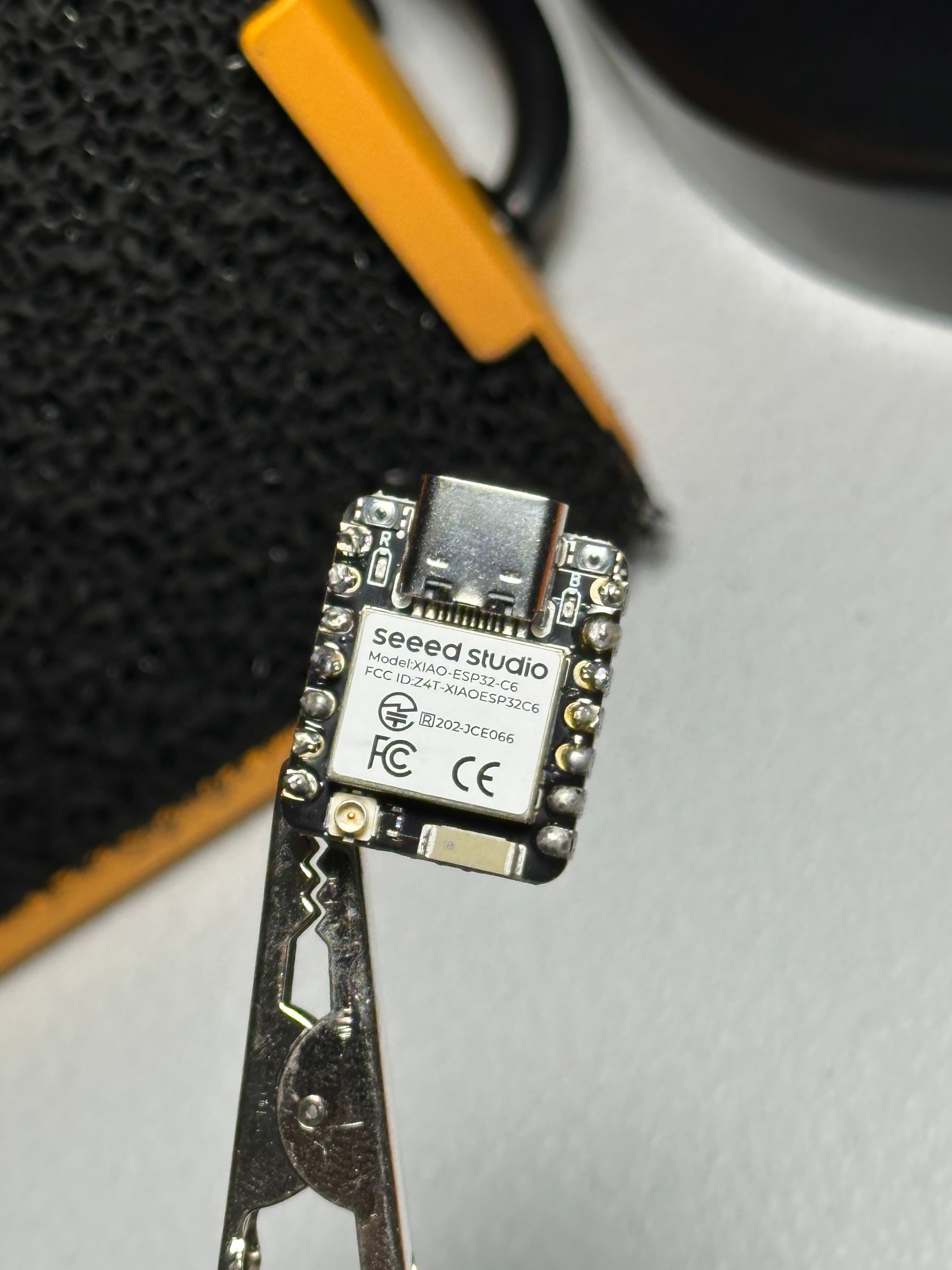 The whole computer, thumbnail-sized: Seeed XIAO ESP32-C6, in macro.